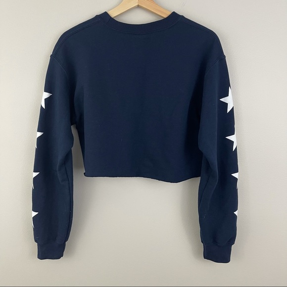 Navy Blue Kappa Star Cropped Long Sleeve Pullover Sweatshirt - Picture 5 of 5
